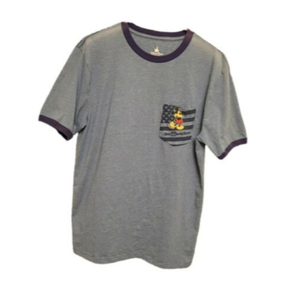 Disney Parks Authentic Orig Mickey Pocket T-shirt discoloration on shoulders - Picture 1 of 4